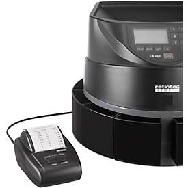 Belegdrucker ratiotec® RTP 300, für Banknotenzählmaschinen, Thermo-Druckverfahren, B 95 x T 134 x H 66 mm, Schwarz