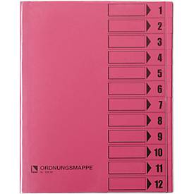 bene Ordnungsmappe m. Schutzumschlag, Pendarec-Karton, recycling, rosa, 12-tlg.