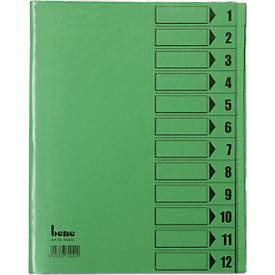 bene Ordnungsmappe mit Schutzumschlag, DIN A4, 12-tlg., grün intensiv