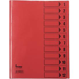bene Ordnungsmappe mit Schutzumschlag, DIN A4, 12-tlg., rot intensiv