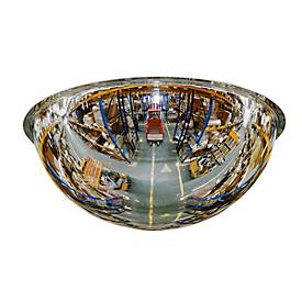 Beobachtungsspiegel, für Deckenmontage im Innenbereich, Ø 1250 mm, Beobachtungsabstand 8 m, Halbkugel, 360° Panoramaansicht, Acrylglas, silber