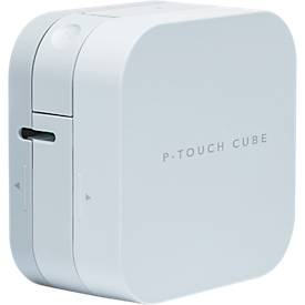 Beschriftungsgerät Brother P-touch Cube, Bluetooth, iOS/Android, 20 mm/Sek., für 3,5/6/9/12 mm Etiketten, inkl. 12 mm TZe-Band, B 112 x T 61 x H 115 mm, weiß