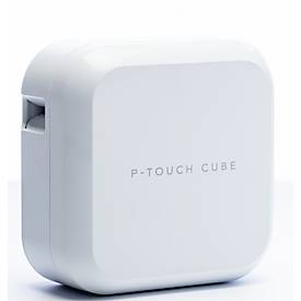 Beschriftungsgerät Brother P-touch Cube Plus, USB/Bluetooth, iOS/Android, 20 mm/Sek., für 3,5-24 mm Etiketten, inkl. 24 mm TZe-Band, B 67 x T 128 x H 128 mm, weiß