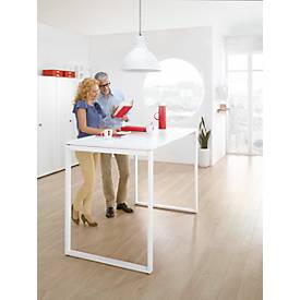 Besprechungsstehtisch Squart, bis 6 Personen, Rechteck, Bügelfuß, B 1600 x T 900 x H 1120 mm, weiß/weiß