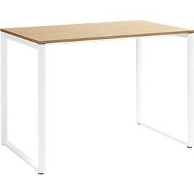 Besprechungsstehtisch Squart, bis 6 Personen, Rechteck, Bügelfuß, B 1800 x T 900 x H 1120 mm, Eiche hell/weiß