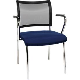 Besucherstuhl, 4-Fuß, Netz, ohne Armlehnen, im 2er-Set, blau