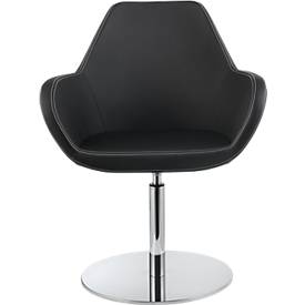 Besucherstuhl KONSIT, Tellerfuß, Kunstleder schwarz