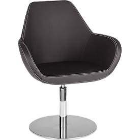 Besucherstuhl KONSIT, Tellerfuß, Kunstleder schwarz