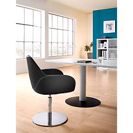 Besucherstuhl KONSIT, Tellerfuß, Kunstleder schwarz