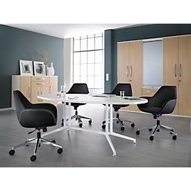 Besucherstuhl KONSIT, Tellerfuß, Kunstleder schwarz