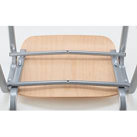 Besucherstuhl NowyStyl ISO WOOD, ohne Armlehnen, stapelbar bis 10 Stück, B 460 x T 400 x H 450 mm, Buche/alusilber