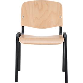 Besucherstuhl NowyStyl ISO WOOD, ohne Armlehnen, stapelbar bis 10 Stück, B 460 x T 400 x H 450 mm, Buche/schwarz