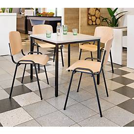 Besucherstuhl NowyStyl ISO WOOD, ohne Armlehnen, stapelbar bis 10 Stück, B 460 x T 400 x H 450 mm, Buche/schwarz