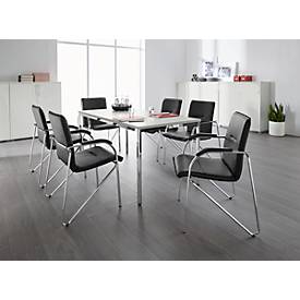 Besucherstuhl Samba, stapelbar, 4-Fuß-Gestell, Kunstleder, inkl. Auflehnenauflagen, schwarz