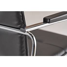 Besucherstuhl Samba, stapelbar, 4-Fuß-Gestell, Kunstleder, inkl. Auflehnenauflagen, schwarz