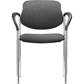 Besucherstuhl Styl, anthrazit, verchromt, stapelbar bis zu 6 Stück