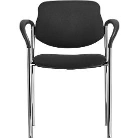 Besucherstuhl Styl, schwarz, verchromt, stapelbar bis zu 6 Stück