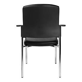 Besucherstuhl TOPSTAR BtoB 10, Kunstleder, desinfektionsmittelbeständig, stapelbar, mit Armlehnen, 2er-Set, schwarz