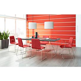 Besucherstuhl ZEROS´SE, Chrom/rot