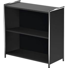 Bibliothèque étagère TOLEDO, avec panneau de finition visible, 2 HC, l. 800 x P 380 x H 780 mm, anthracite