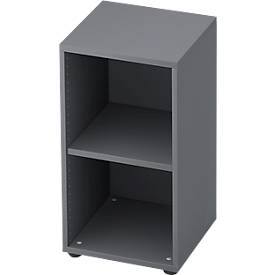 Bibliothèque étagère TOPAS LINE, 2 HC, panneau de particules, l. 400 x P 400 x H 748 mm, graphite