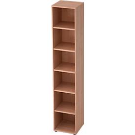 Bibliothèque étagère TOPAS LINE, 6 HC, 5 étagères, l. 400 x P 400 x H 2156 mm, décor noyer