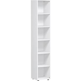Bibliothèque étagères, 6 HC, 5 étagères, l. 400 x P 400 x H 2160 mm, blanc