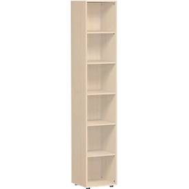 Bibliothèque étagères, 6 HC, 5 étagères, l. 400 x P 400 x H 2160 mm, décor érable
