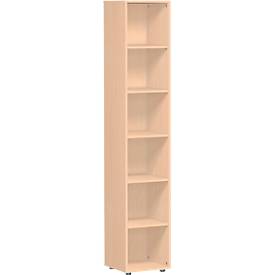 Bibliothèque étagères, 6 HC, 5 étagères, l. 400 x P 400 x H 2160 mm, décor hêtre