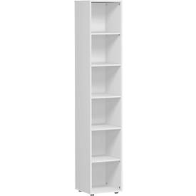 Bibliothèque étagères, 6 HC, 5 étagères, l. 400 x P 400 x H 2160 mm, gris clair