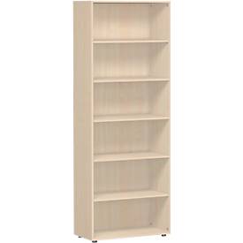 Bibliothèque étagères ALICANTE, 6 HC, 5 étagères, l. 800 x P 400 x H 2160 mm, décor érable