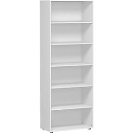 Bibliothèque étagères ALICANTE, 6 HC, 5 étagères, l. 800 x P 400 x H 2160 mm, gris clair