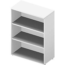 Bibliothèque étagères ARLON OFFICE, 3 HC, 2 étagères réglables, l. 900 x P 450 x H 1232 mm, blanc/blanc