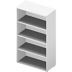 Bibliothèque étagères ARLON OFFICE, 4 HC, 3 étagères réglables, l. 900 x P 450 x H 1600 mm, blanc/blanc