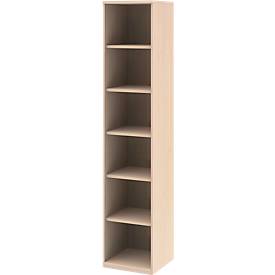 Bibliothèque étagères BARI, 6 HC, 5 étagères, l. 427 x P 430 x H 2174 mm, décor érable