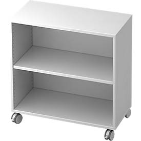 Bibliothèque étagères mobile TOPAS LINE, 2 HC, l. 800 x P 400 x H 820 mm, blanc