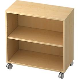 Bibliothèque étagères mobile TOPAS LINE, 2 HC, l. 800 x P 400 x H 820 mm, décor érable