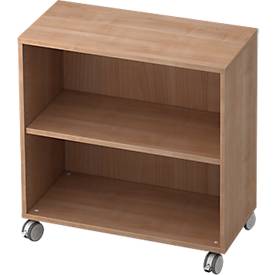 Bibliothèque étagères mobile TOPAS LINE, 2 HC, l. 800 x P 400 x H 820 mm, finition noyer