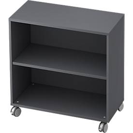 Bibliothèque étagères mobile TOPAS LINE, 2 HC, l. 800 x P 400 x H 820 mm, graphite