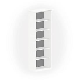 Bibliothèque étagères NEVADA, 6 HC, l. 800 x P 445 x H 2200 mm, blanc 