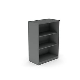 Bibliothèque étagères NEVADA, panneau de particules, 3 HC, l. 800 x P 445 x H 1160 mm, gris foncé