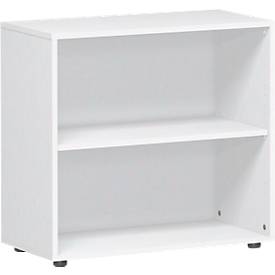 Bibliothèque étagères PALENQUE, 2 HC, l. 800 x P 400 x H 752 mm, blanc