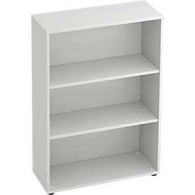 Bibliothèque étagères TARA, 3 HC, empilable, l. 800 x P 330 x H 1144 mm, gris clair