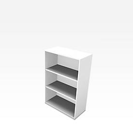 Bibliothèque étagères X-TIME-WORK, 3 HC, l. 860 x P 430 x H 1310 mm, blanc