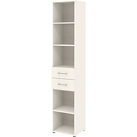 Bibliothèque TEMPIO - en bois - avec 2 tiroirs - L 400 x P 330 x H 2130 mm - 6 HC - blanc