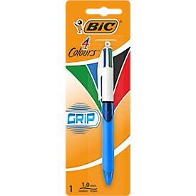 BIC 4 Colours Grip Vierfarb-Kugelschreiber mit mittlerer Spitze und weichem Griff, 1 Stück