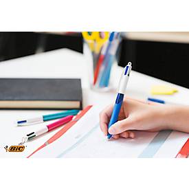 BIC 4 Colours Grip Vierfarb-Kugelschreiber mit mittlerer Spitze und weichem Griff, 1 Stück