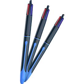 BIC 4 Colours Smooth Vierfarbkugelschreiber mit 40 % weicherer Tinte, 1 Stück im Blister, Schaftfarbe Drop-Blau