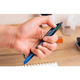 BIC 4 Colours Smooth Vierfarbkugelschreiber mit 40 % weicherer Tinte, 1 Stück im Blister, Schaftfarbe Drop-Blau