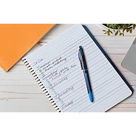 BIC 4 Colours Smooth Vierfarbkugelschreiber mit 40 % weicherer Tinte, 1 Stück im Blister, Schaftfarbe Drop-Blau